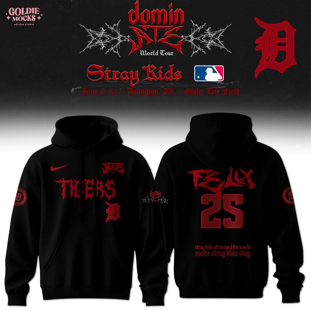 Detroit Tigers x Stray Kids Dominate World Tour 2025 All Team Hoodie Detroit Tigers x Stray Kids Dominate World Tour 2025 All Team Hoodie