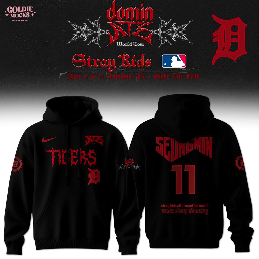 Detroit Tigers x Stray Kids Dominate World Tour 2025 All Team Hoodie Detroit Tigers x Stray Kids Dominate World Tour 2025 All Team Hoodie