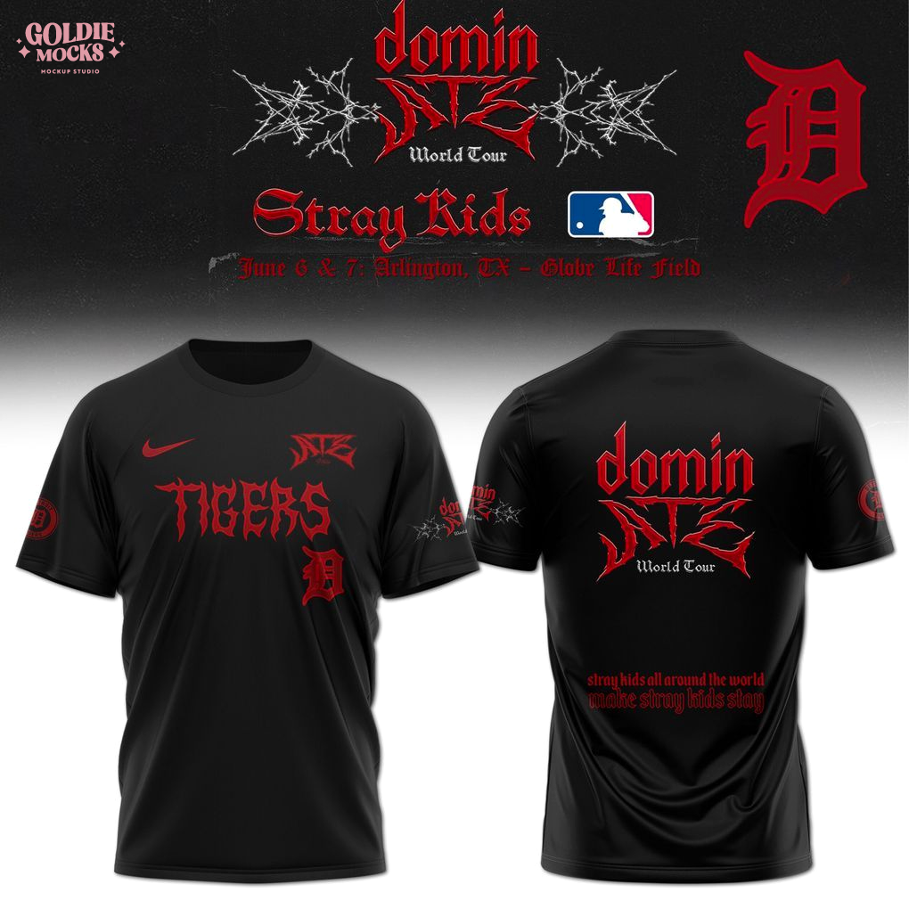 Detroit Tigers x Stray Kids Dominate World Tour 2025 All Team T-Shirt Detroit Tigers x Stray Kids Dominate World Tour 2025 All Team T-Shirt