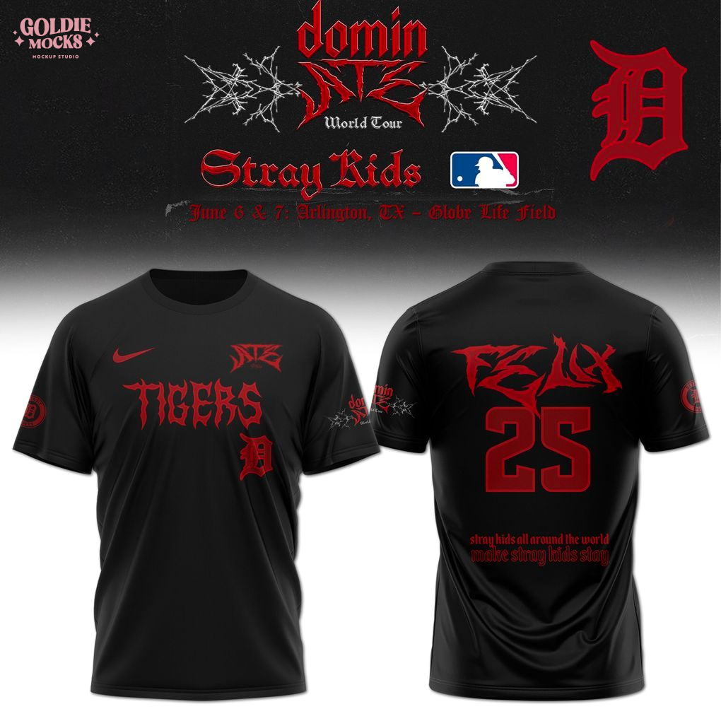 Detroit Tigers x Stray Kids Dominate World Tour 2025 All Team T-Shirt Detroit Tigers x Stray Kids Dominate World Tour 2025 All Team T-Shirt