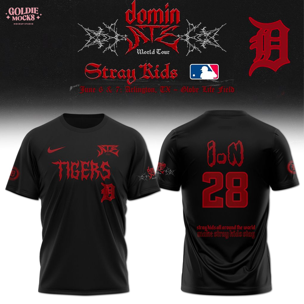 Detroit Tigers x Stray Kids Dominate World Tour 2025 All Team T-Shirt Detroit Tigers x Stray Kids Dominate World Tour 2025 All Team T-Shirt