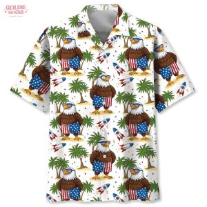 Funny Eagle Independence Day 2025 Beach Hawaiian Shirt