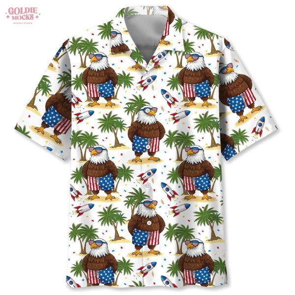 Funny Eagle Independence Day 2025 Beach Hawaiian Shirt