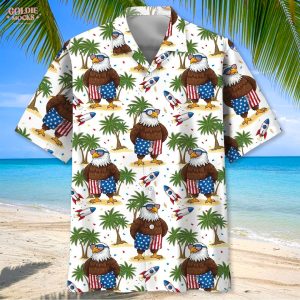 Funny Eagle Independence Day 2025 Beach Hawaiian Shirt
