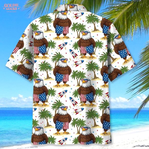 Funny Eagle Independence Day 2025 Beach Hawaiian Shirt