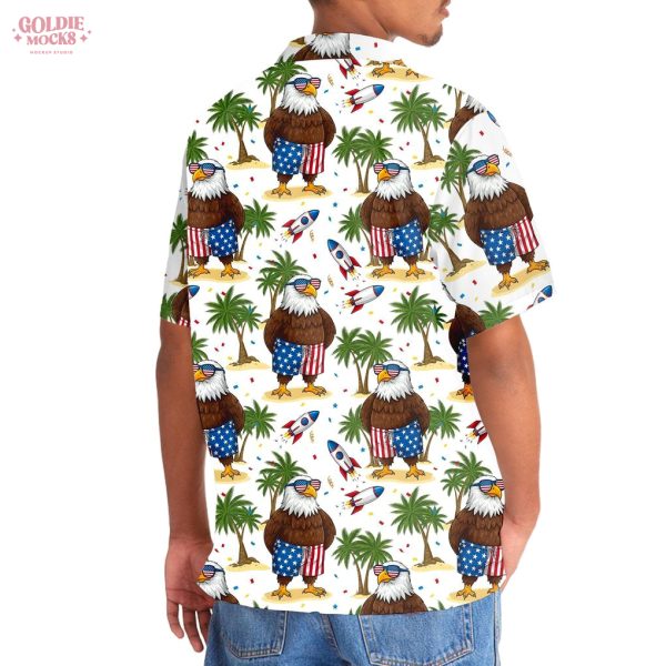 Funny Eagle Independence Day 2025 Beach Hawaiian Shirt