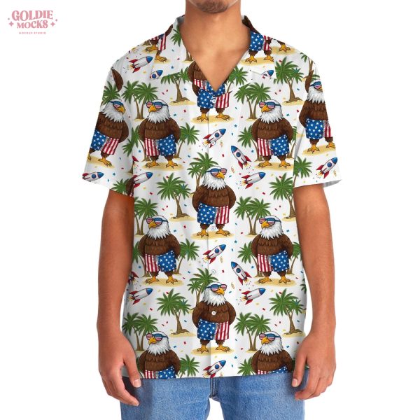 Funny Eagle Independence Day 2025 Beach Hawaiian Shirt