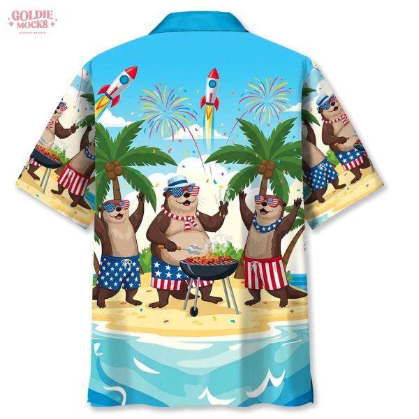 Funny Otter Independence Day Beach 2025 Hawaiian Shirt