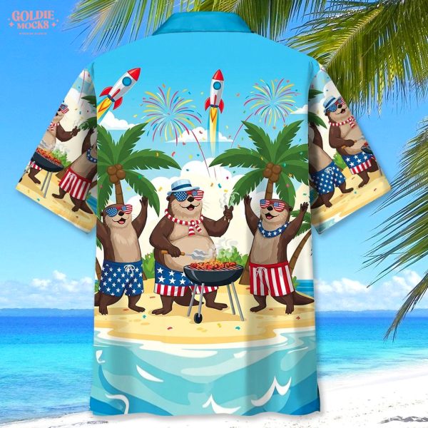 Funny Otter Independence Day Beach 2025 Hawaiian Shirt