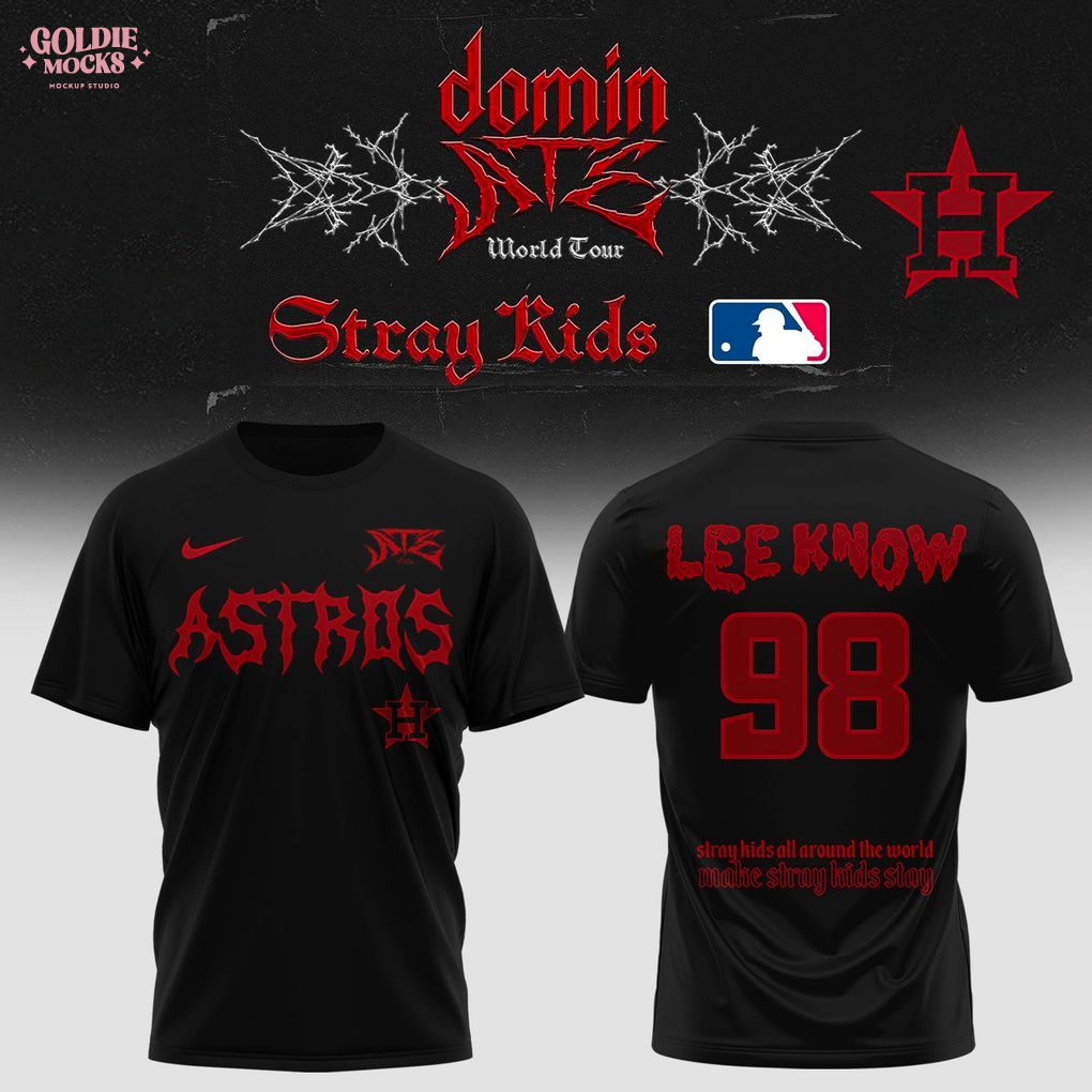 Houston Astros x Stray Kids Dominate World Tour 2025 All Team T-Shirt Houston Astros x Stray Kids Dominate World Tour 2025 All Team T-Shirt