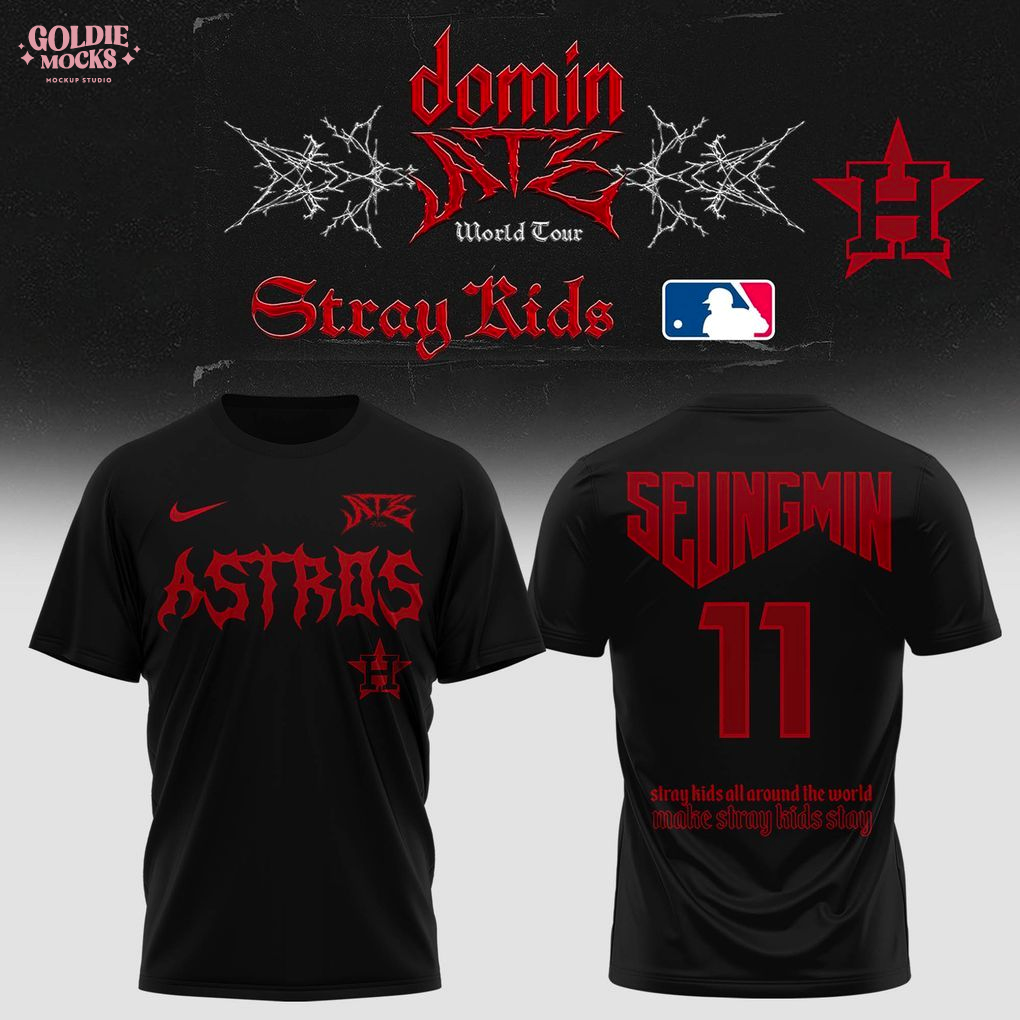 Houston Astros x Stray Kids Dominate World Tour 2025 All Team T-Shirt Houston Astros x Stray Kids Dominate World Tour 2025 All Team T-Shirt