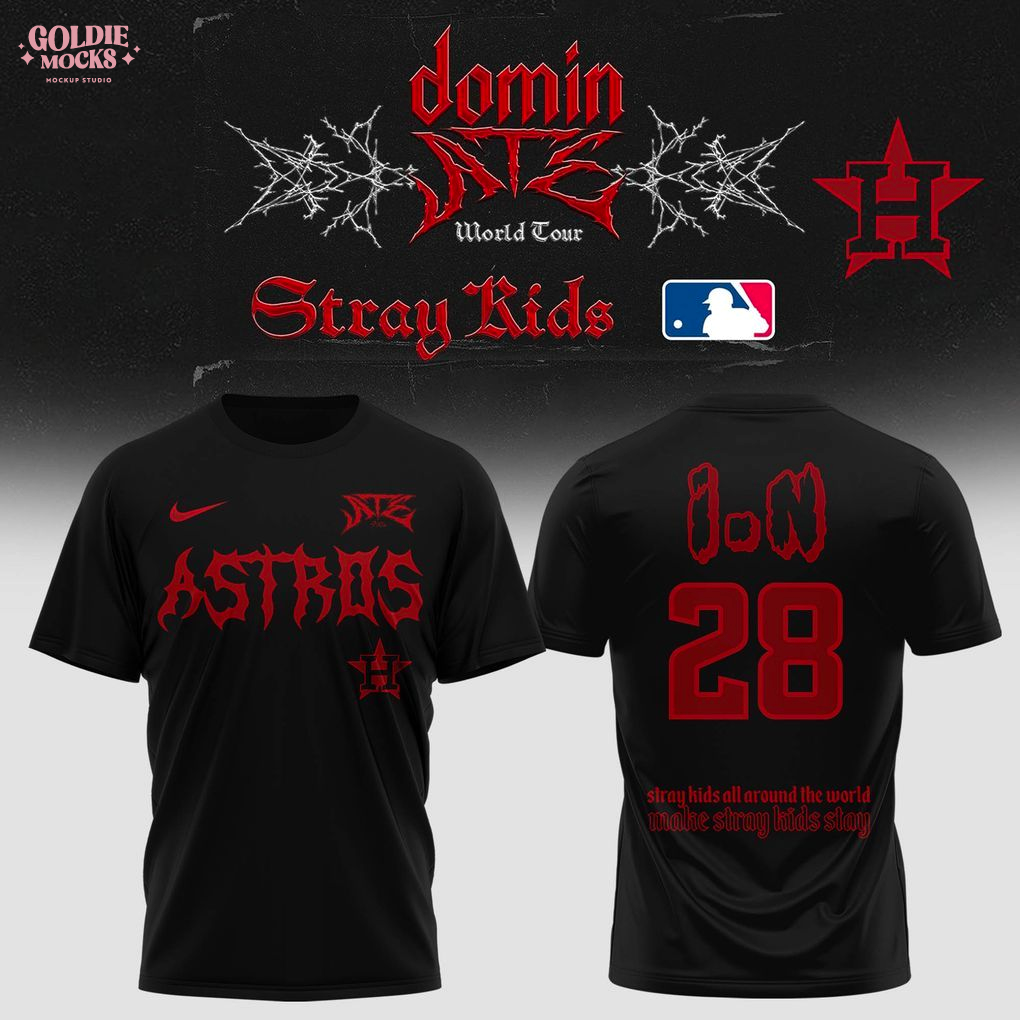 Houston Astros x Stray Kids Dominate World Tour 2025 All Team T-Shirt Houston Astros x Stray Kids Dominate World Tour 2025 All Team T-Shirt