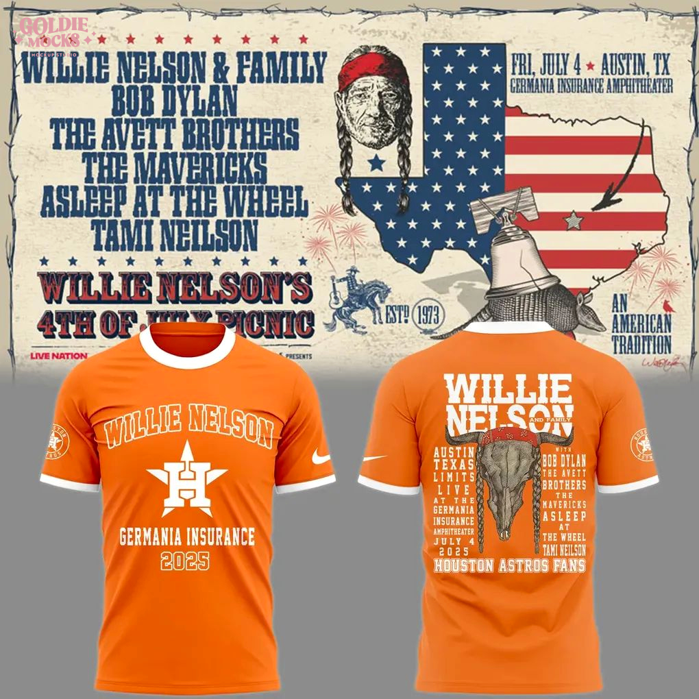 Houston Astros x Willie Nelson's Tour 2025 T-Shirt Houston Astros x Willie Nelson's Tour 2025 T-Shirt