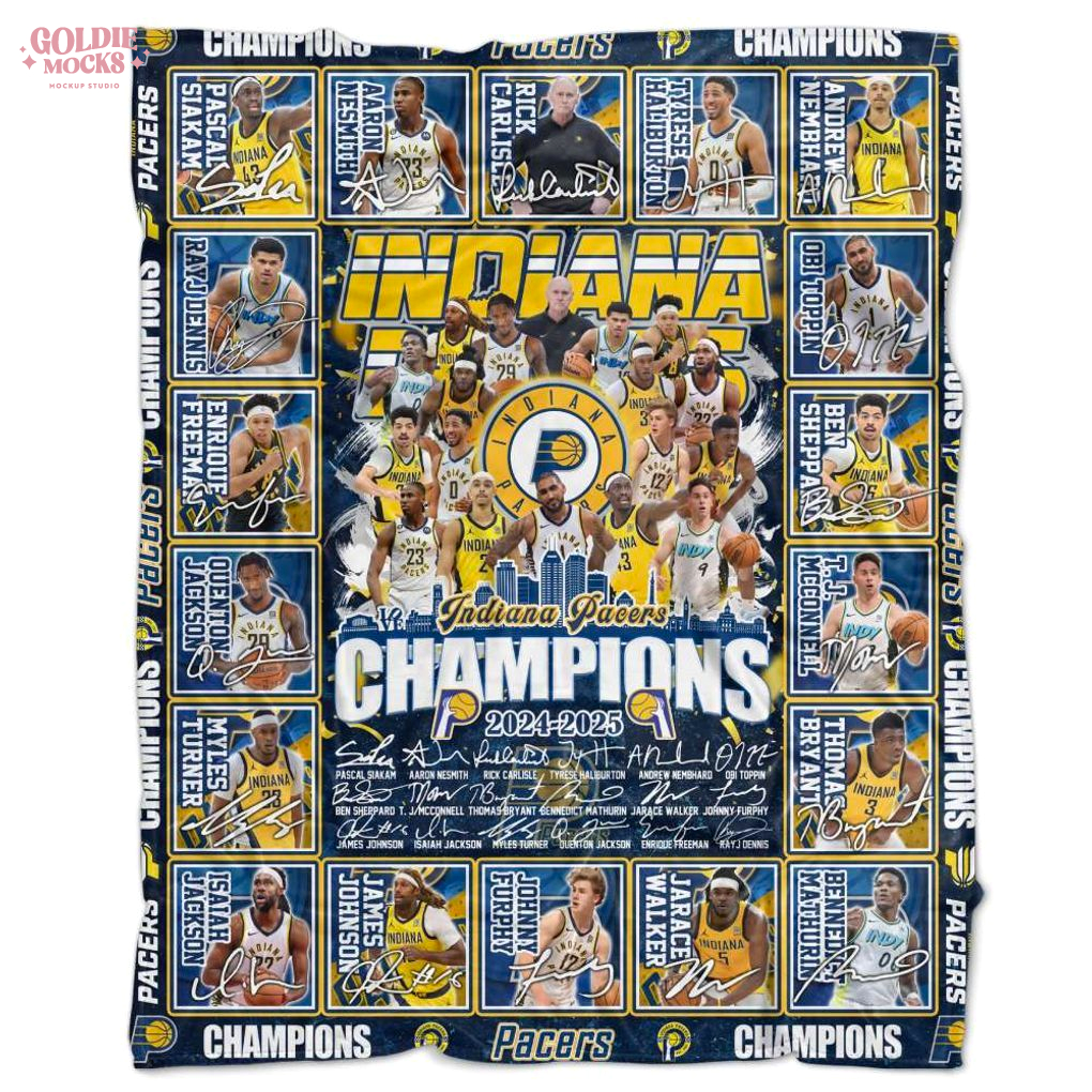 Indiana Pacers Champions 2024-2025 Premium Edition Fleece Blanket Indiana Pacers Champions 2024-2025 Premium Edition Fleece Blanket