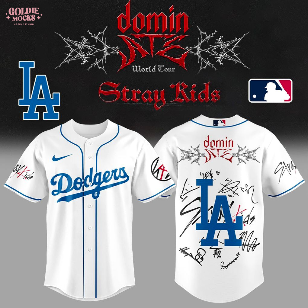 Los Angeles Dodgers x Stray Kids ATE Tour Signature All Team For Fans 2025 Jersey Los Angeles Dodgers x Stray Kids ATE Tour Signature All Team For Fans 2025 Jersey