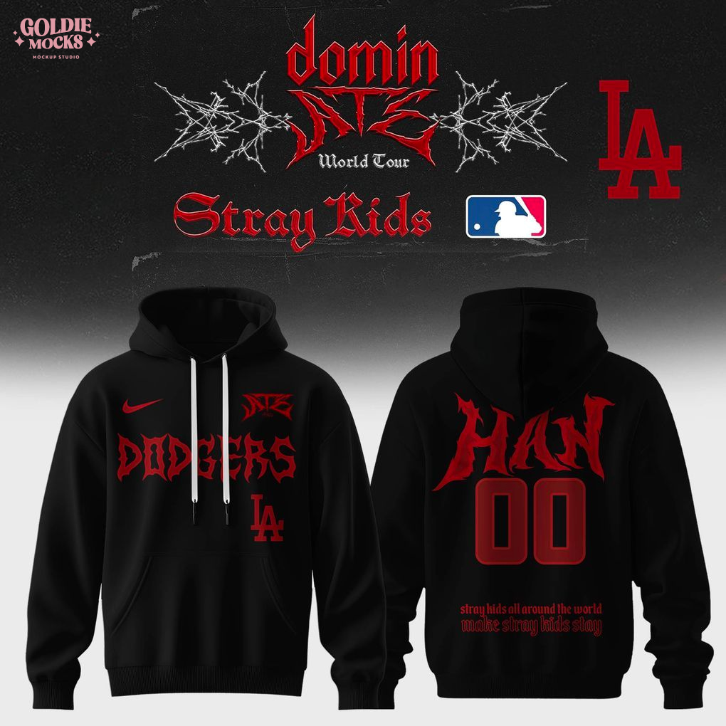 Los Angeles Dodgers x Stray Kids Dominate World Tour 2025 All Team Hoodie Los Angeles Dodgers x Stray Kids Dominate World Tour 2025 All Team Hoodie