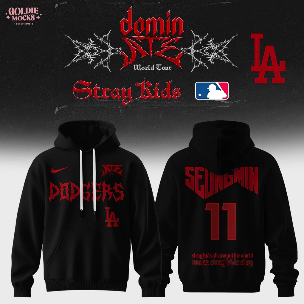 Los Angeles Dodgers x Stray Kids Dominate World Tour 2025 All Team Hoodie Los Angeles Dodgers x Stray Kids Dominate World Tour 2025 All Team Hoodie