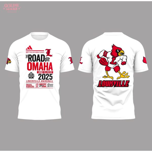 Louisville Cardinals The Road To Omaha 2025 White T-Shirt