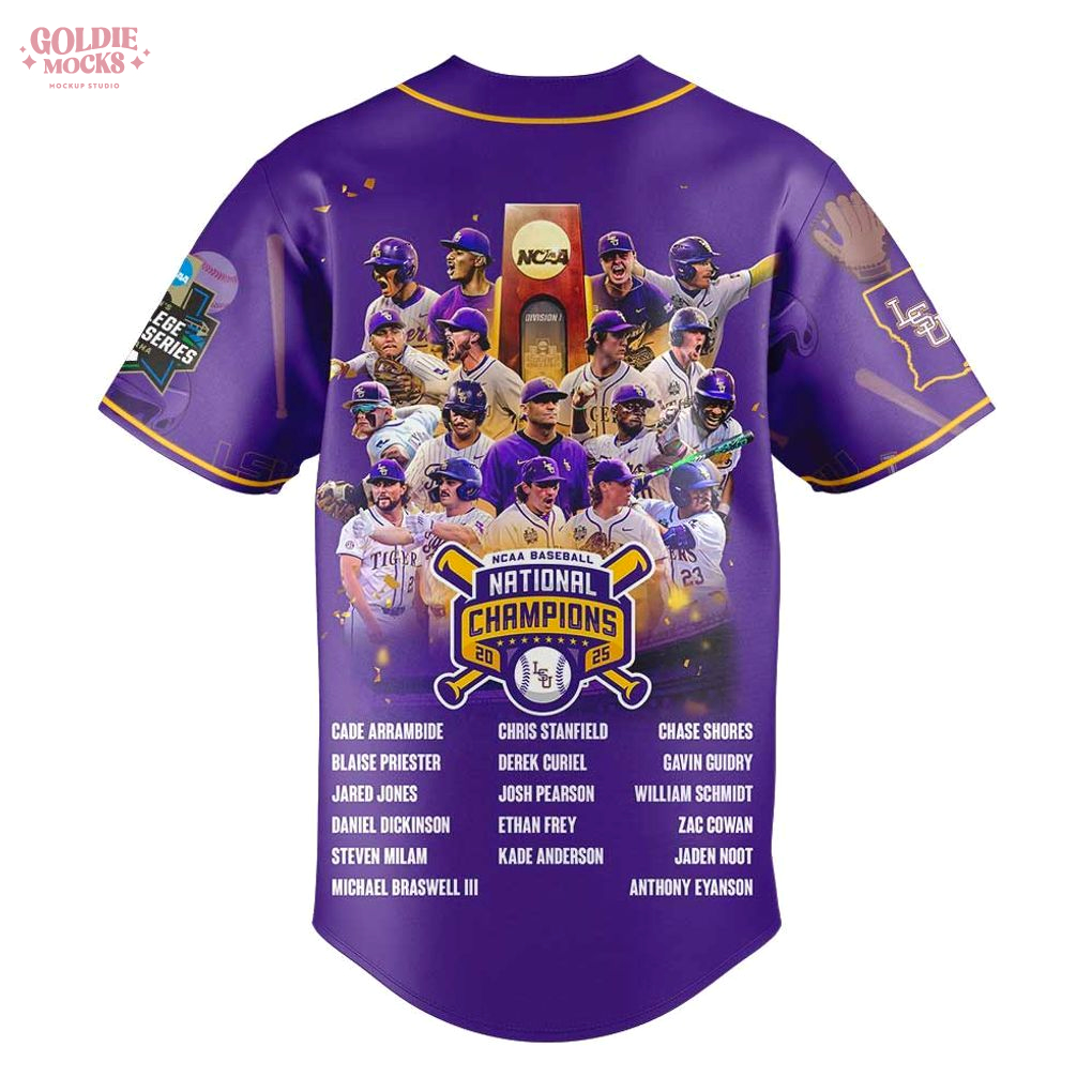 LSU 2025 NCAA Baseball College World Series Champions Fans Jersey LSU 2025 NCAA Baseball College World Series Champions Fans Jersey