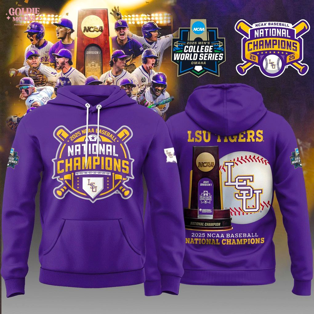 LSU Tigers 2025 NCAA Baseball Men Champions Hoodie LSU Tigers 2025 NCAA Baseball Men Champions Hoodie