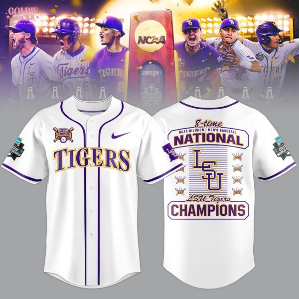 LSU Tigers 2025 NCAA Baseball Men College World Series Champions White Jersey