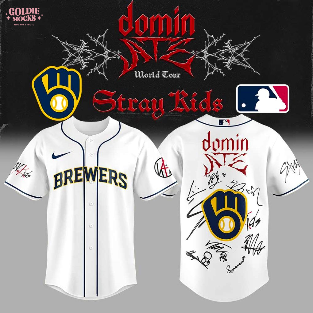 Milwaukee Brewers x Stray Kids ATE Tour Signature All Team For Fans 2025 Jersey Milwaukee Brewers x Stray Kids ATE Tour Signature All Team For Fans 2025 Jersey