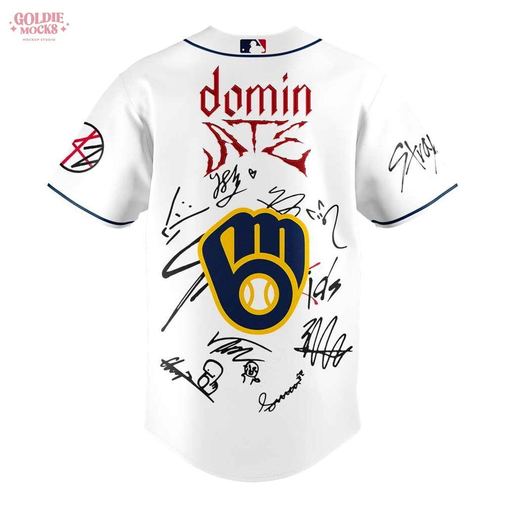 Milwaukee Brewers x Stray Kids ATE Tour Signature All Team For Fans 2025 Jersey Milwaukee Brewers x Stray Kids ATE Tour Signature All Team For Fans 2025 Jersey