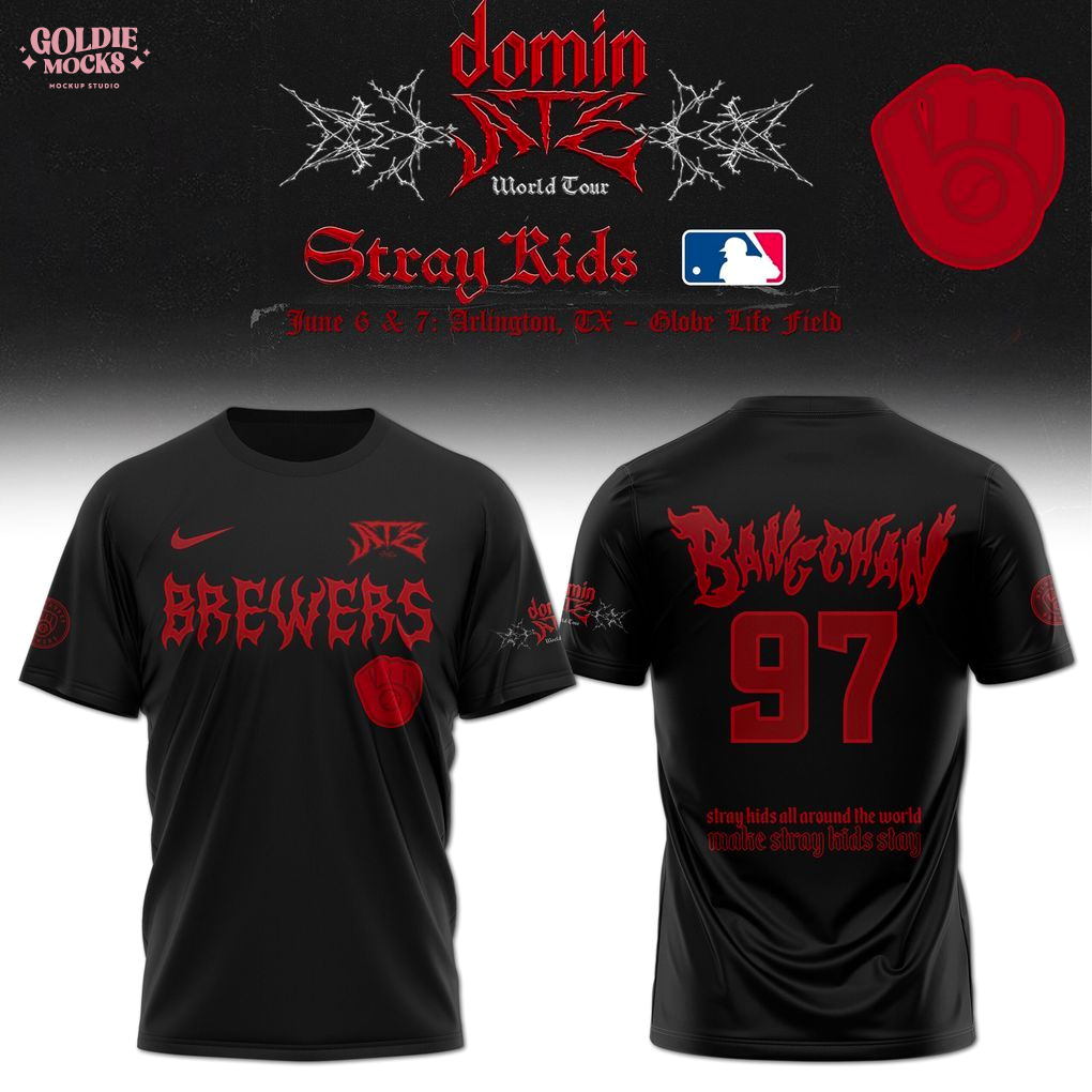 Milwaukee Brewers x Stray Kids Dominate World Tour 2025 All Team T-Shirt Milwaukee Brewers x Stray Kids Dominate World Tour 2025 All Team T-Shirt