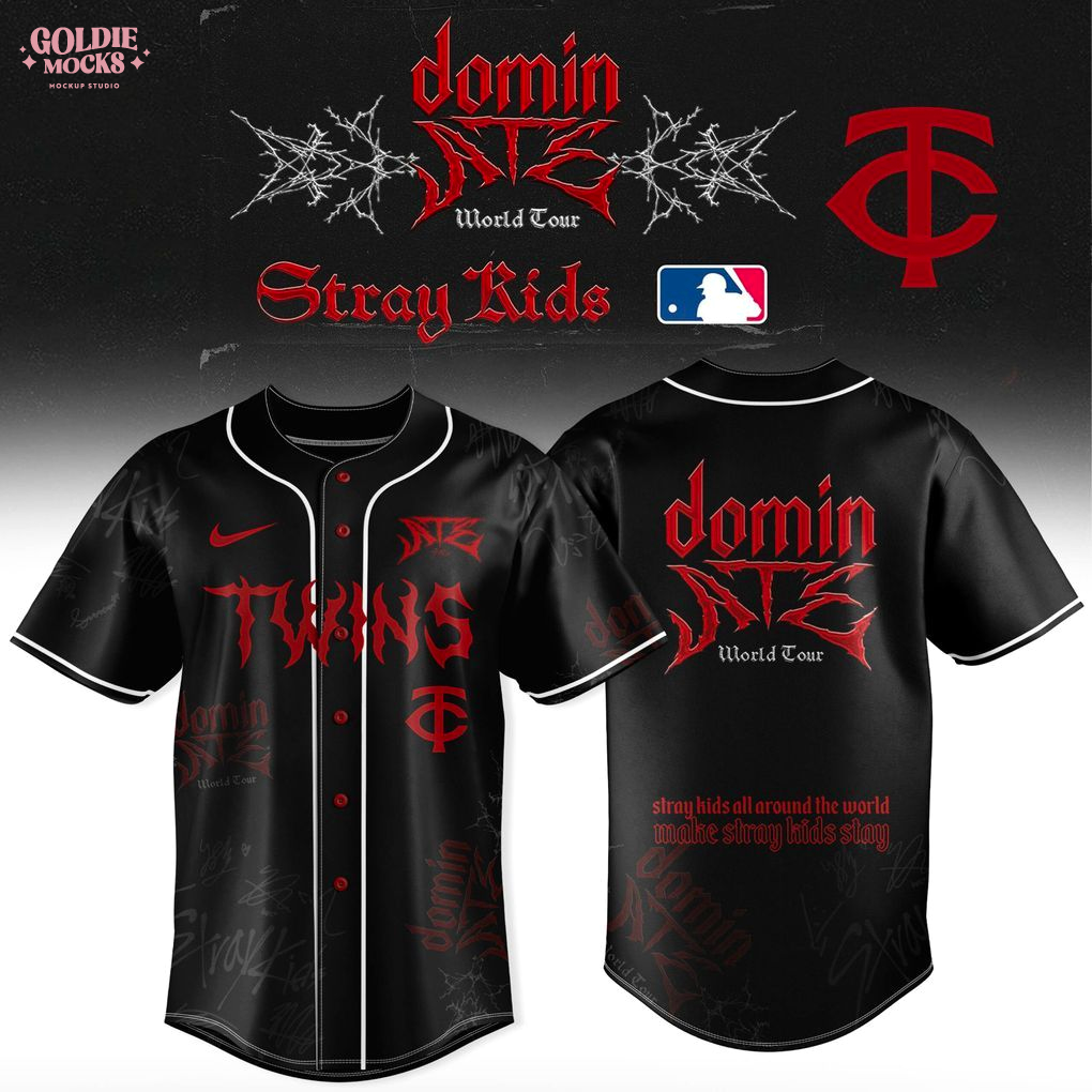 Minnesota Twins x Stray Kids Dominate World Tour 2025 All Team Jersey Minnesota Twins x Stray Kids Dominate World Tour 2025 All Team Jersey