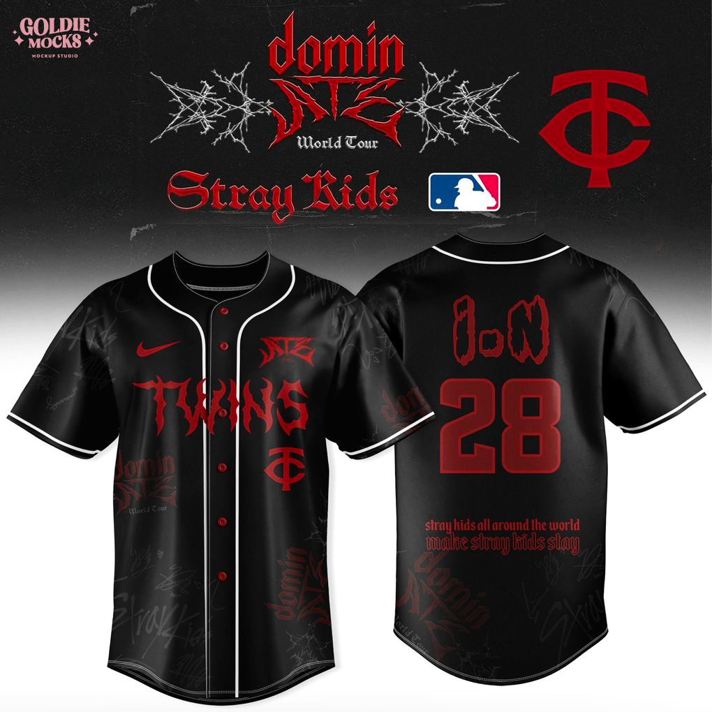 Minnesota Twins x Stray Kids Dominate World Tour 2025 All Team Jersey Minnesota Twins x Stray Kids Dominate World Tour 2025 All Team Jersey