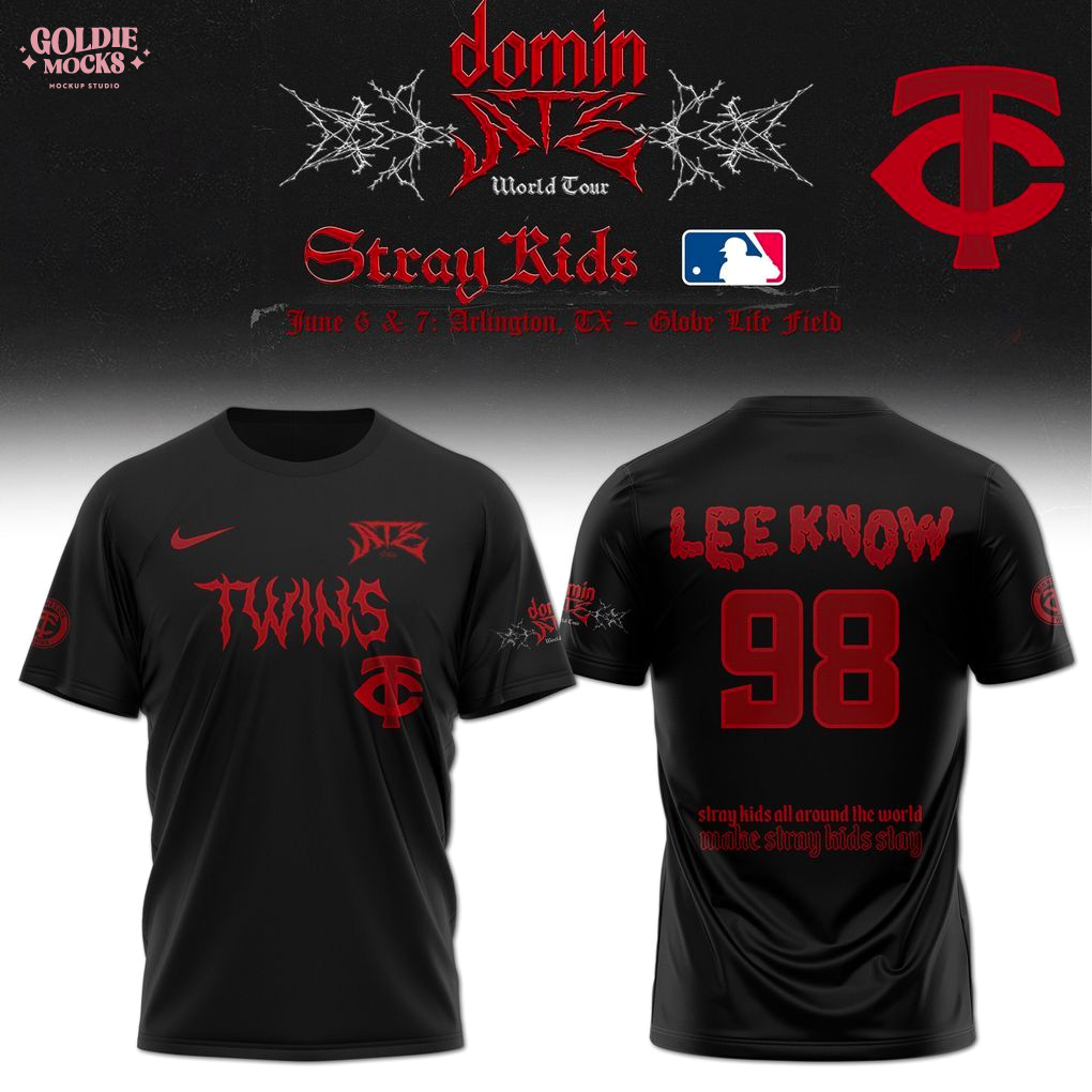 Minnesota Twins x Stray Kids Dominate World Tour 2025 All Team T-Shirt Minnesota Twins x Stray Kids Dominate World Tour 2025 All Team T-Shirt
