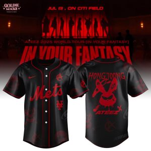 New York Mets x Ateez 2025 World Tour In Your Fantasy Black Jersey