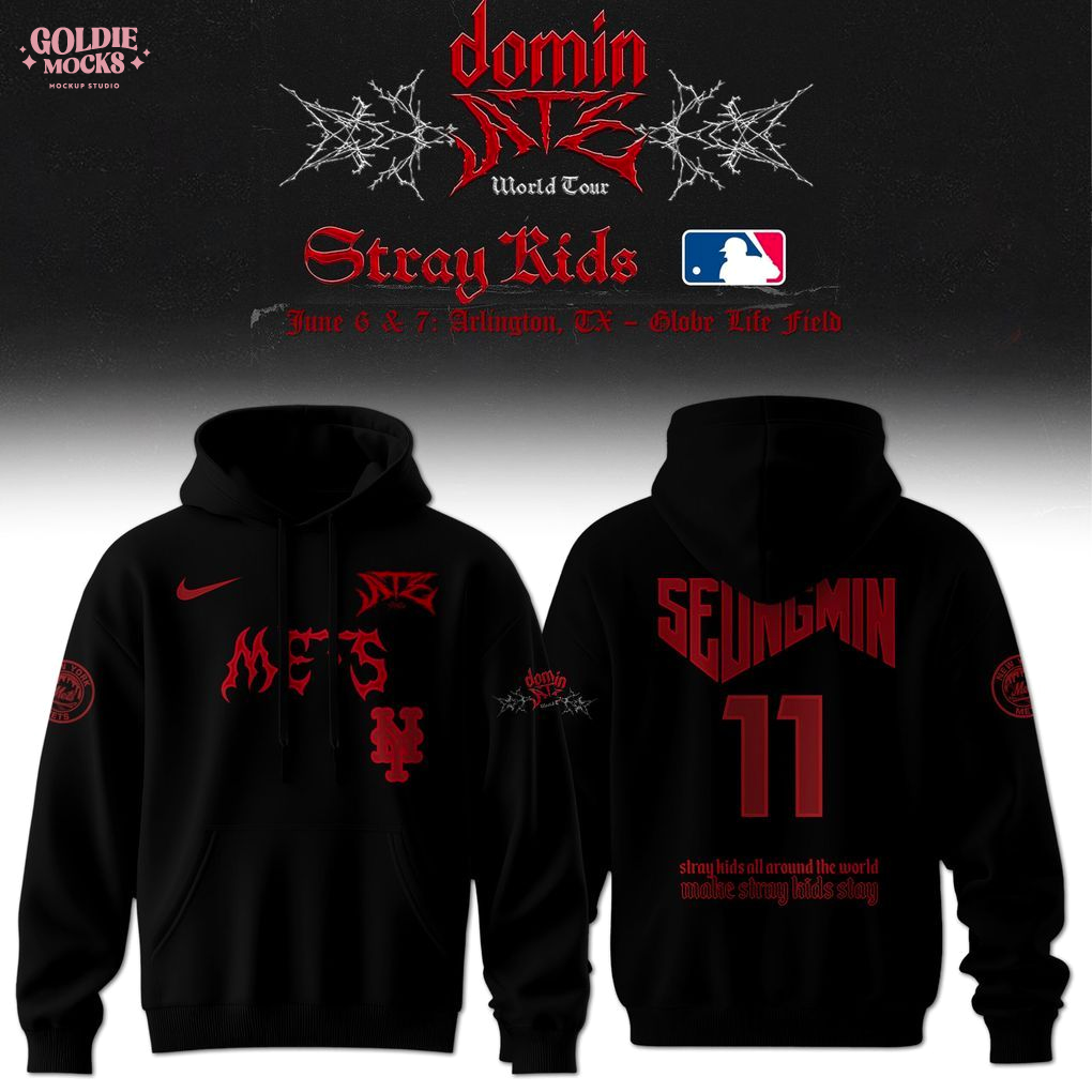 New York Mets x Stray Kids Dominate World Tour 2025 All Team Hoodie New York Mets x Stray Kids Dominate World Tour 2025 All Team Hoodie