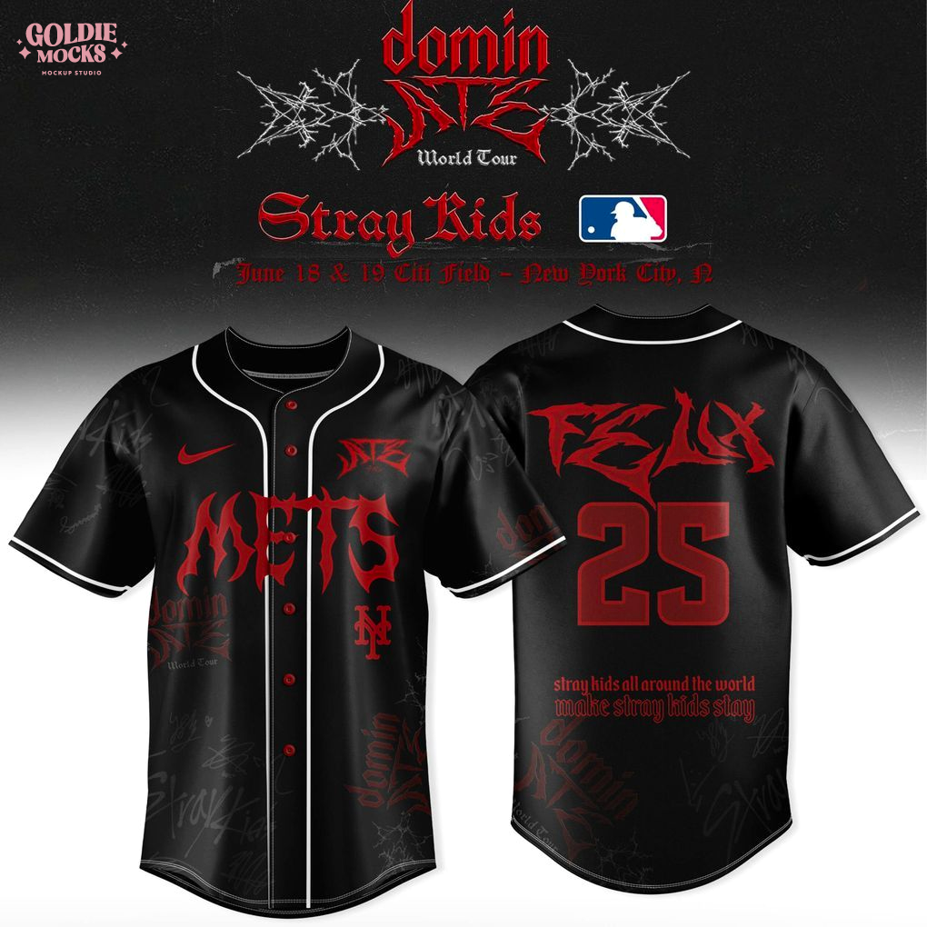 New York Mets x Stray Kids Dominate World Tour 2025 All Team Jersey New York Mets x Stray Kids Dominate World Tour 2025 All Team Jersey