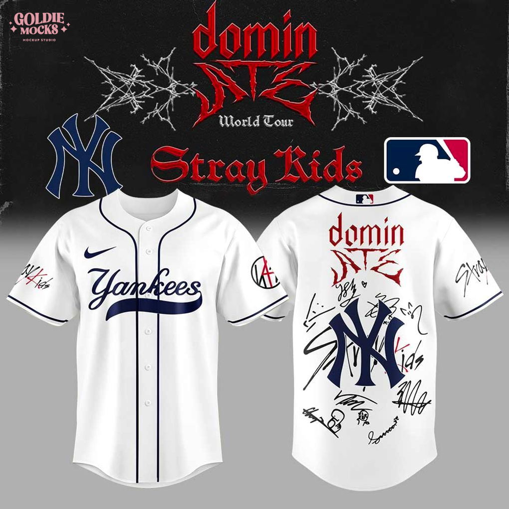 New York Yankees x Stray Kids ATE Tour Signature All Team For Fans 2025 Jersey New York Yankees x Stray Kids ATE Tour Signature All Team For Fans 2025 Jersey