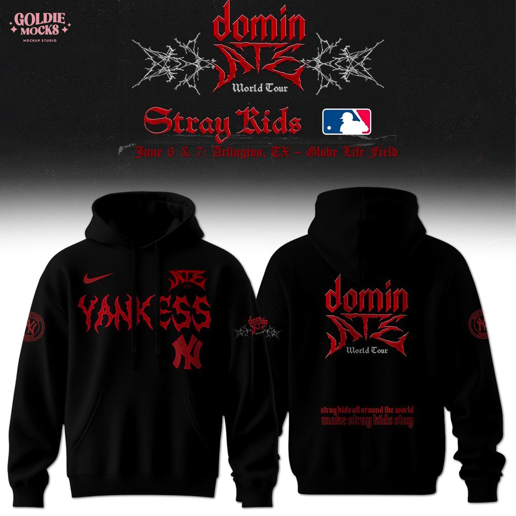 New York Yankees x Stray Kids Dominate World Tour 2025 All Team Hoodie New York Yankees x Stray Kids Dominate World Tour 2025 All Team Hoodie