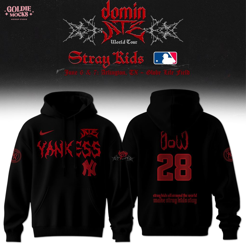 New York Yankees x Stray Kids Dominate World Tour 2025 All Team Hoodie New York Yankees x Stray Kids Dominate World Tour 2025 All Team Hoodie