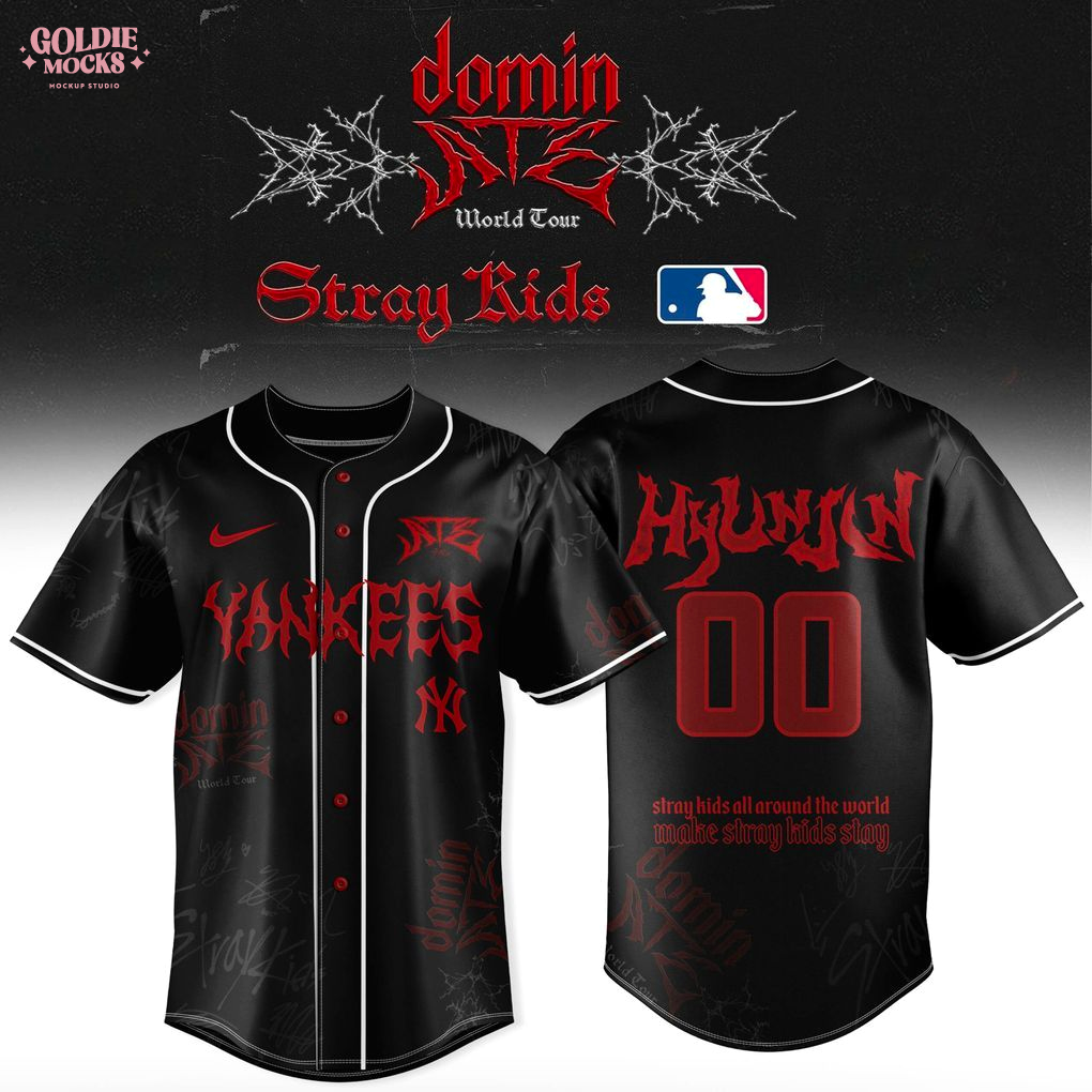 New York Yankees x Stray Kids Dominate World Tour 2025 All Team Jersey New York Yankees x Stray Kids Dominate World Tour 2025 All Team Jersey