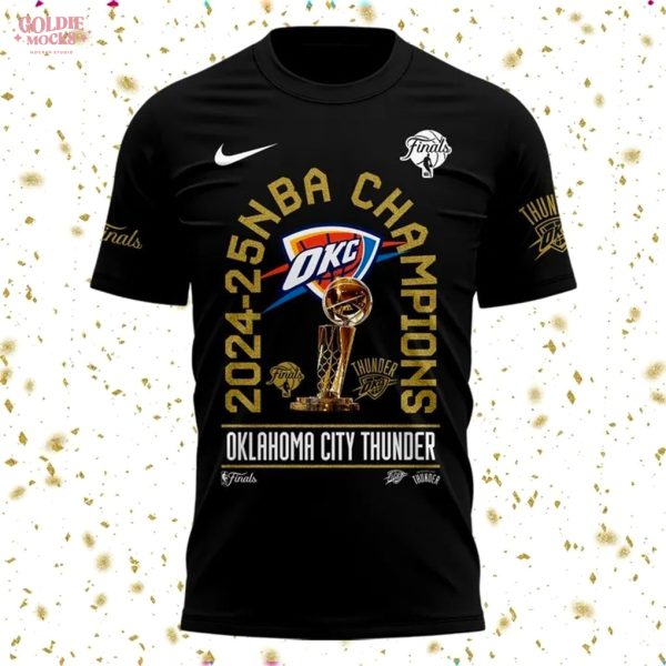 OKC First Time 2025 NBA Champions Black Signature T-Shirt