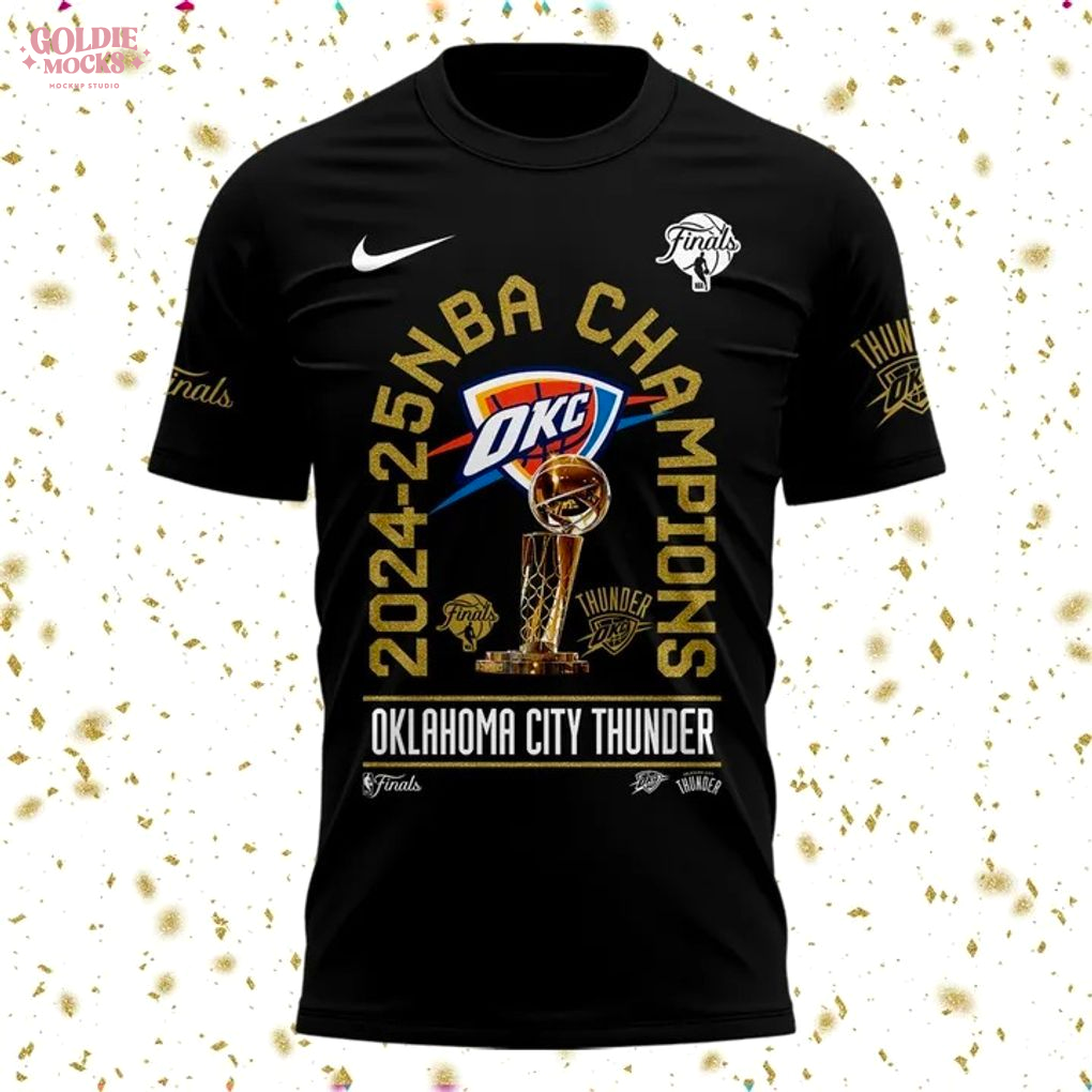 OKC First Time 2025 NBA Champions Black Signature T-Shirt OKC First Time 2025 NBA Champions Black Signature T-Shirt