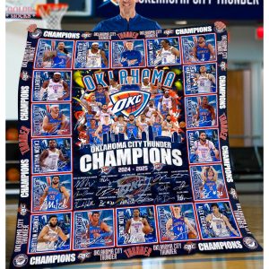 Oklahoma City Thunder Champions 2025 For Fans Fleece Blanket