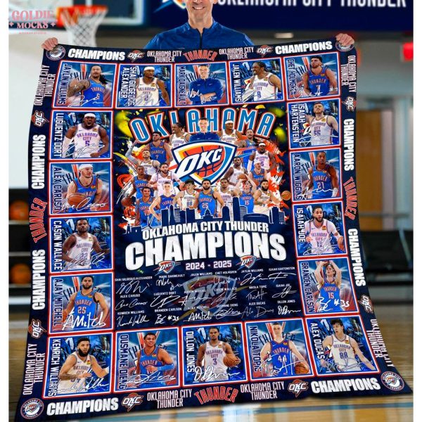 Oklahoma City Thunder Champions 2025 For Fans Fleece Blanket