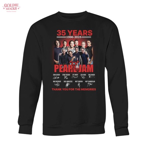 Pearl Jam 35 Years 2025 Thank You For The Memories T-Shirt