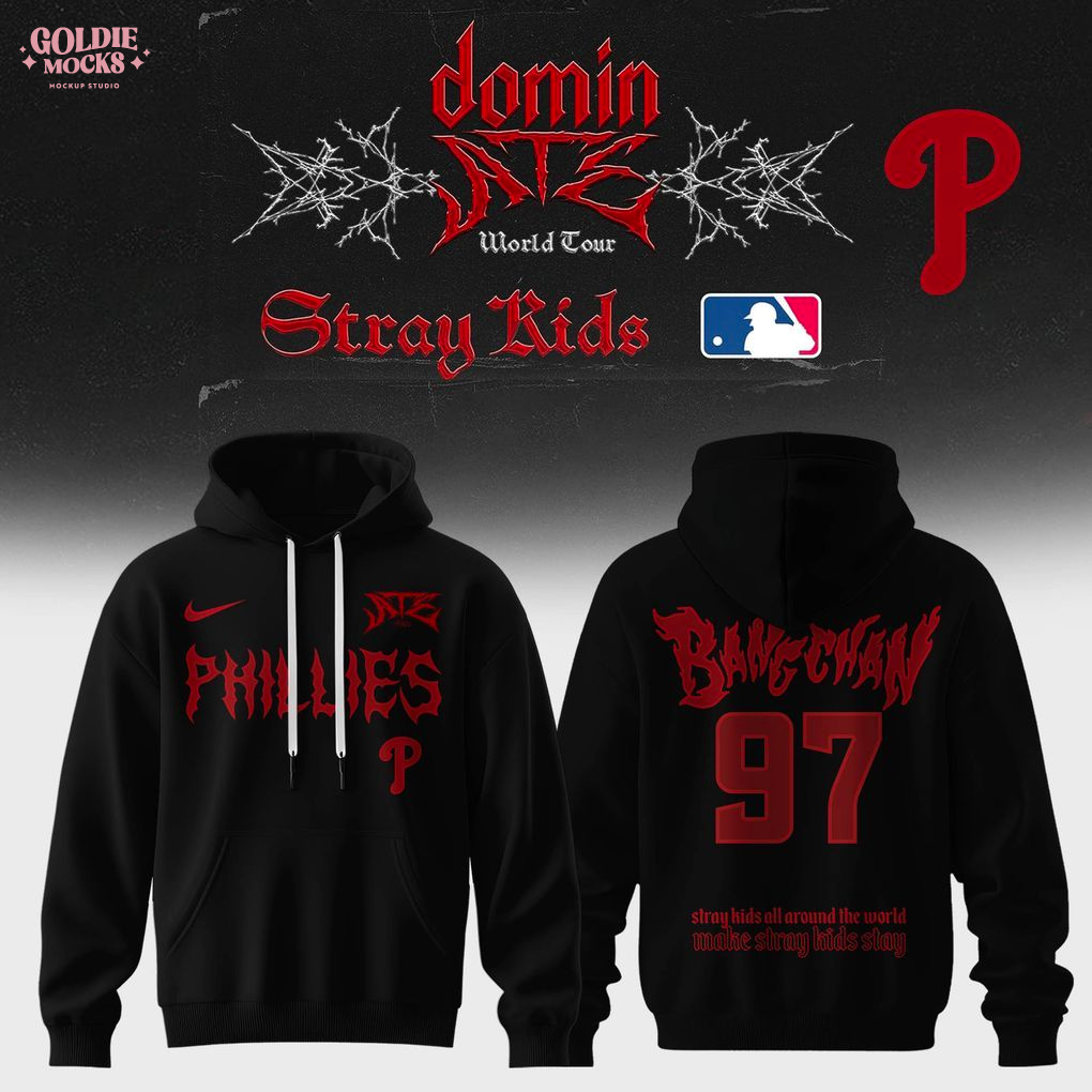 Philadelphia Phillies x Stray Kids Dominate World Tour 2025 All Team Hoodie Philadelphia Phillies x Stray Kids Dominate World Tour 2025 All Team Hoodie