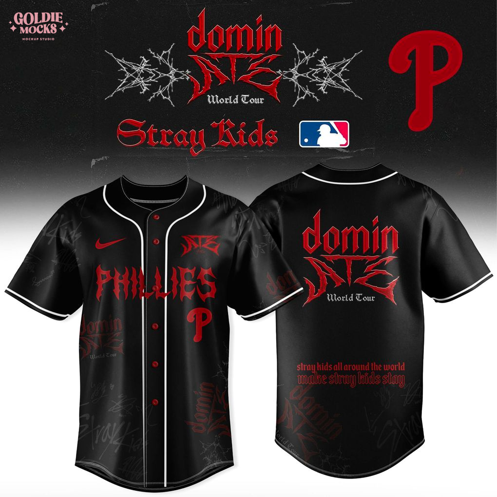 Philadelphia Phillies x Stray Kids Dominate World Tour 2025 All Team Jersey Philadelphia Phillies x Stray Kids Dominate World Tour 2025 All Team Jersey