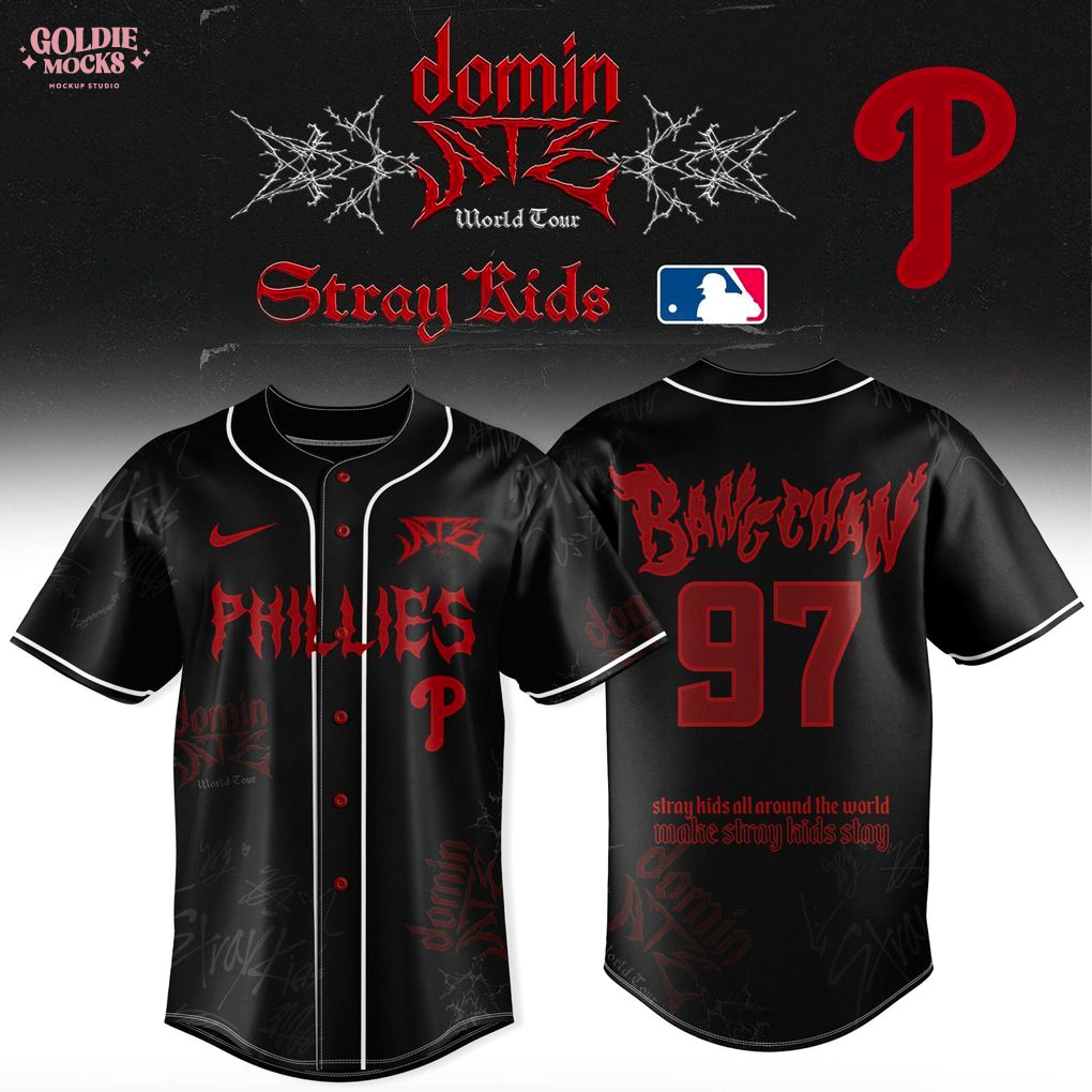 Philadelphia Phillies x Stray Kids Dominate World Tour 2025 All Team Jersey Philadelphia Phillies x Stray Kids Dominate World Tour 2025 All Team Jersey