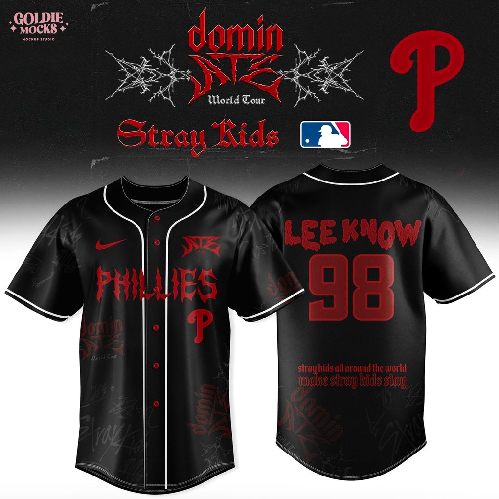 Philadelphia Phillies x Stray Kids Dominate World Tour 2025 All Team Jersey Philadelphia Phillies x Stray Kids Dominate World Tour 2025 All Team Jersey