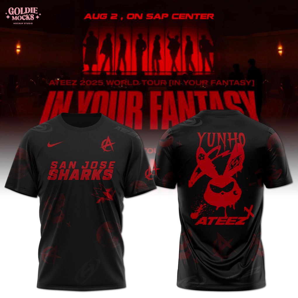 San Jose Sharks x Ateez 2025 World Tour In Your Fantasy Fans T-Shirt San Jose Sharks x Ateez 2025 World Tour In Your Fantasy Fans T-Shirt