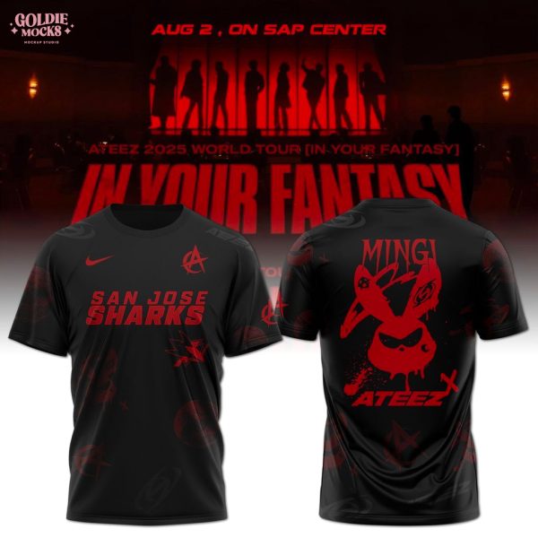 San Jose Sharks x Ateez 2025 World Tour In Your Fantasy Fans T-Shirt