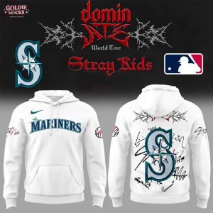 Seattle Mariners x Stray Kids ATE Tour Signature 2025 White Hoodie